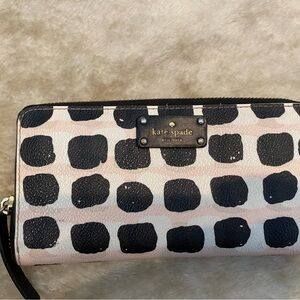 Kate Spade Wallet Black, White and Light Pink Print